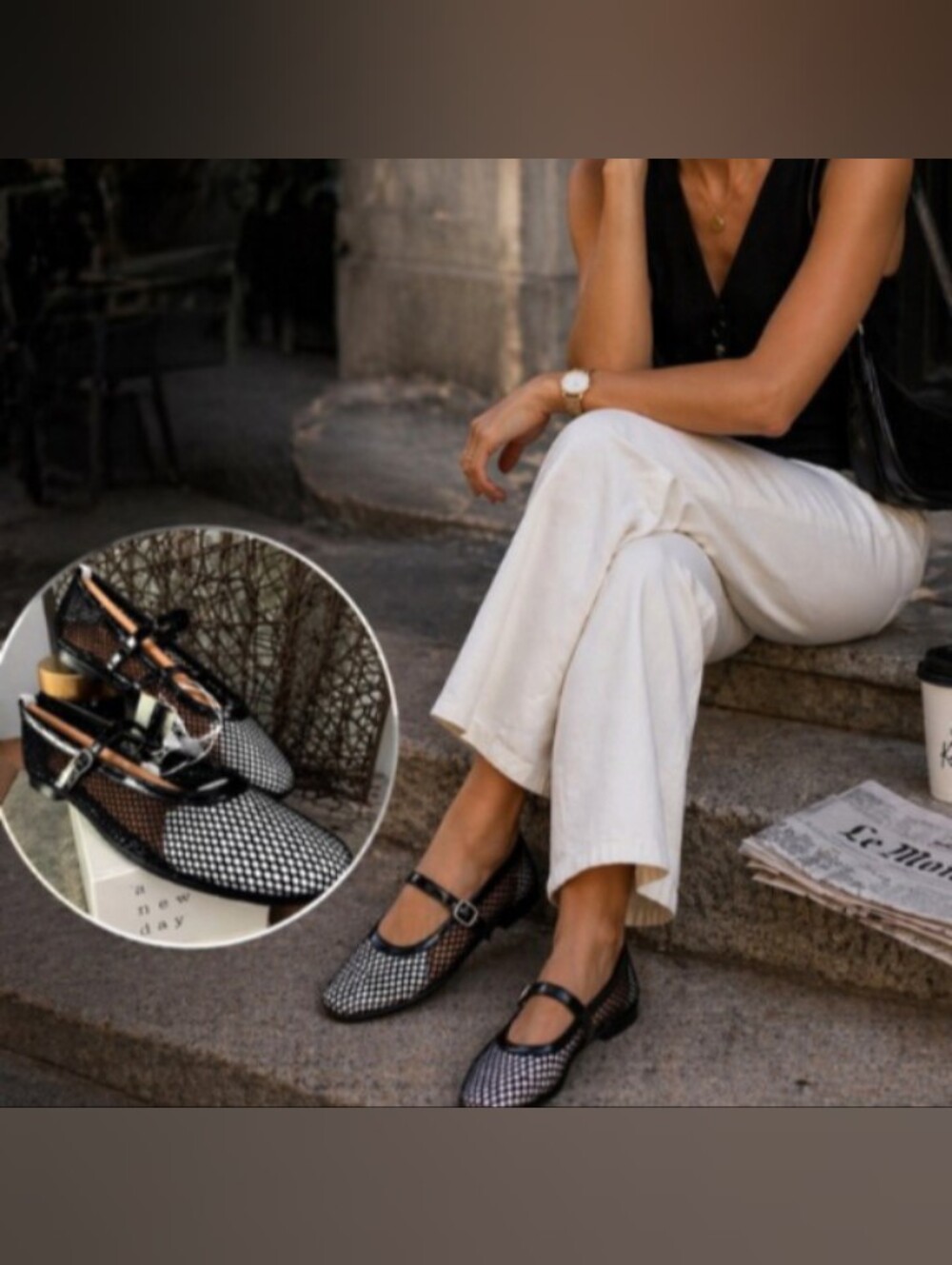 a new day Issa Mesh Mary Jane Flats